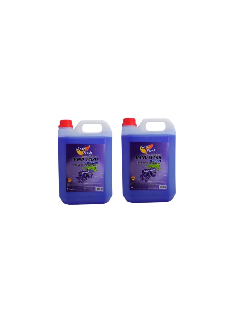 Soft & Fresh Lavender Liquid Hand Wash Set of 2 | 5 L Each | Calming Floral Fragrance | Gentle Daily Hand Cleanser | Ideal for Home & Commercial Use - Image 1
